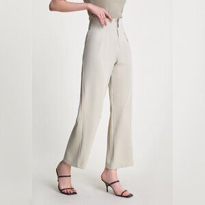 J.ING Ivory White High-Waisted Cropped Trousers